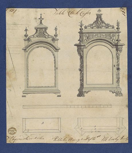 Table Clock Cases, in Chippendale Drawings, Vol. I