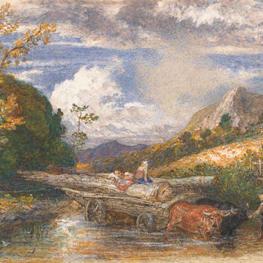 Timber Wagon Crossing a Stream