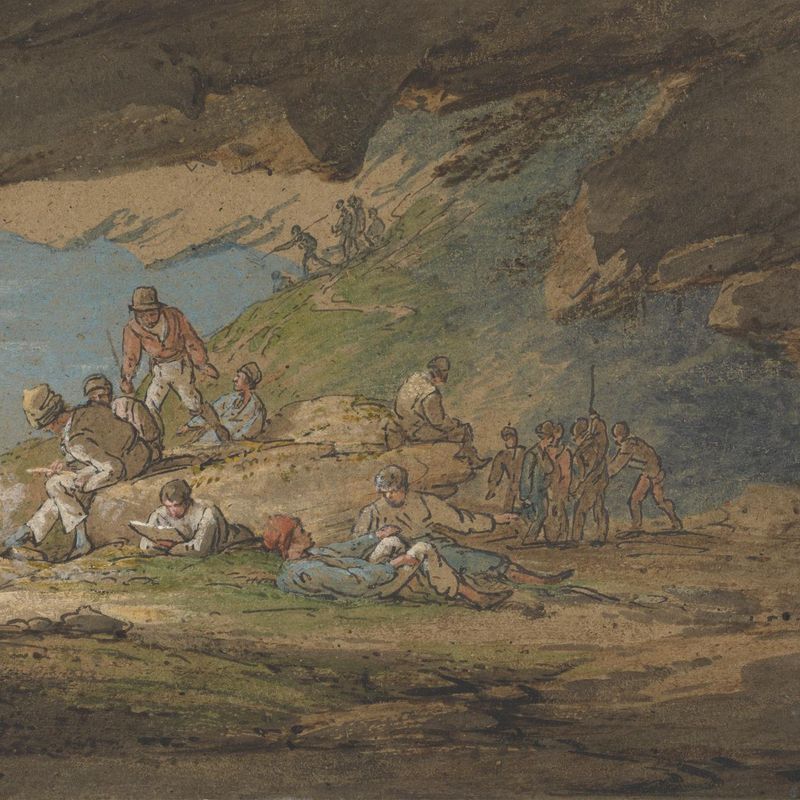 A Cave in Sunlight, with Figures