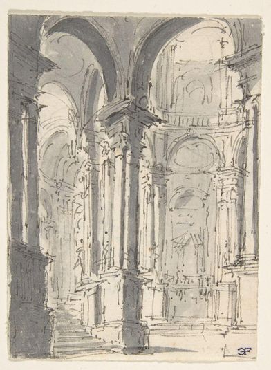 Design for Stage Set with a Circular Arcade (recto); Sketch for Stage Set with Circular Arcade (verso)