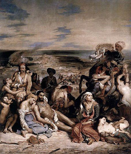 Massacri a Chios; famiglie greche in attesa della morte o della schiavitù Olio su tela