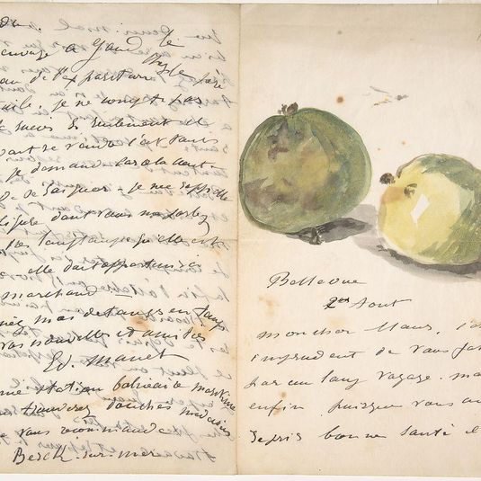 A Letter to Eugène Maus, Decorated with Two Apples