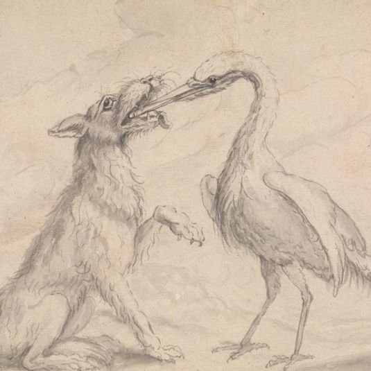 Illustration to Aesop's Fables: The Fox & the Crane