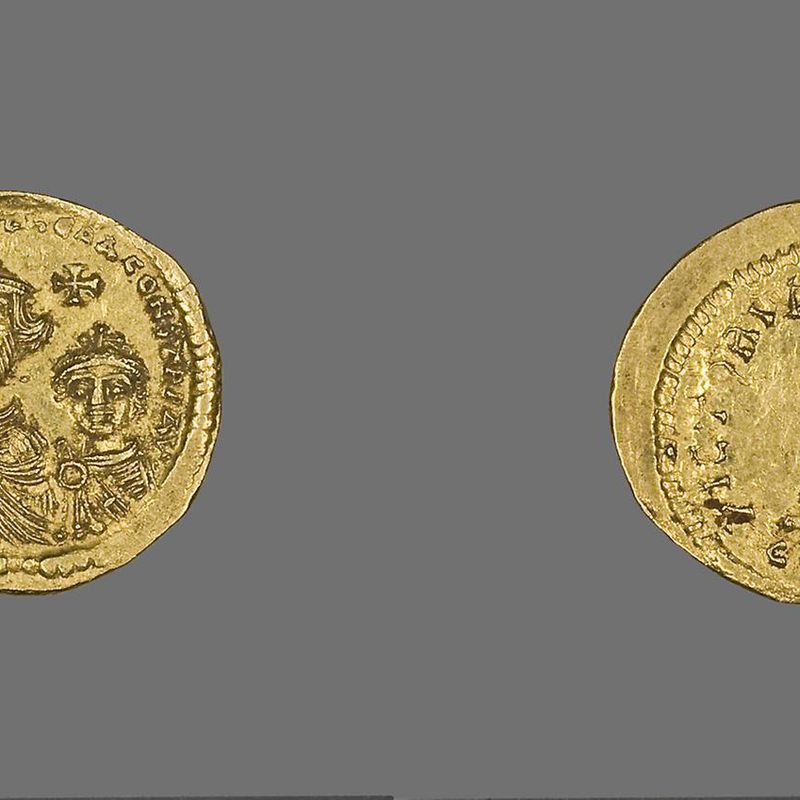 Solidus (Coin) Portraying Heraclius and His Son Heraclius Constantine