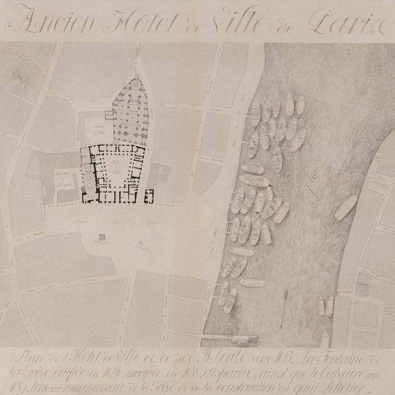 Plan de l'ancien Hôtel de Ville de Paris et de ses abords vers 1653