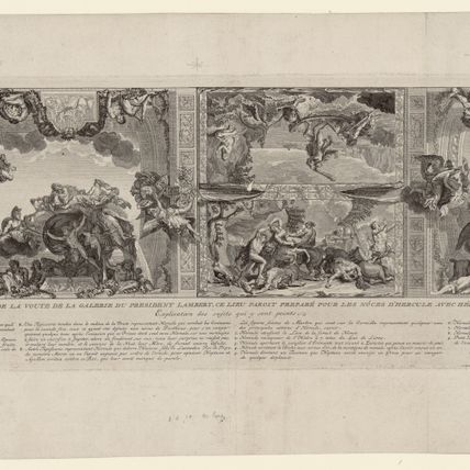Les peintures de Charles Le Brun et d'Eustache Le Sueur de l'hôtel Lambert. La Galerie d'Hercule, représentation générale de la voûte.