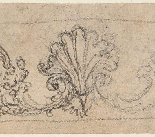 Design for a Frieze Decorated With a Palmette and Tendrils (recto); Two Designs for a Rosette (verso)