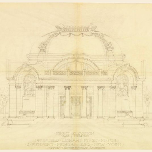 Front Elevation, Proposed Library Museum for J. Pierpont Morgan, Esq., New York