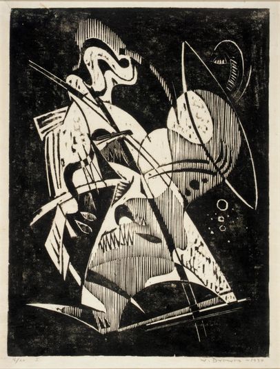 Composition VIII - The Two Fighters, from the portfolio It Can't Happen Here: 10 Blockprints by Drewes