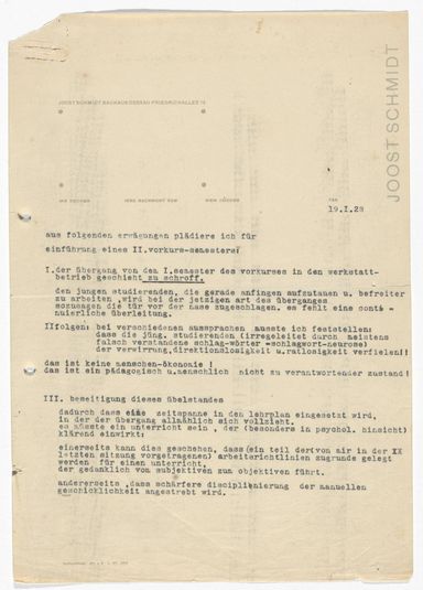 Joost Schmidt, Bauhaus, Dessau letterhead