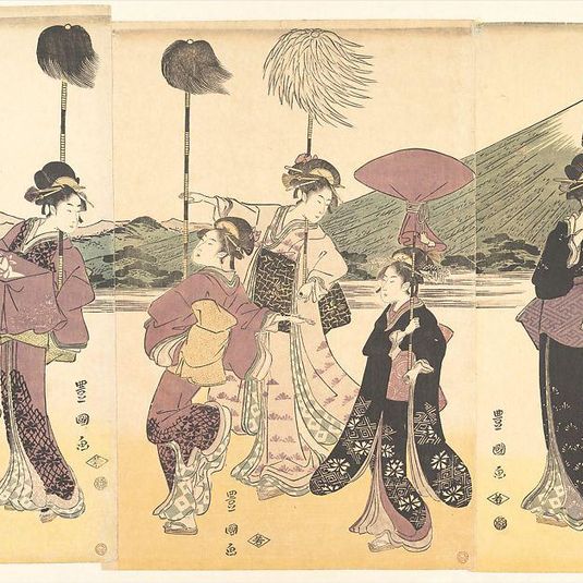 Women Parading in an Imitation of the Cortege of a Daimyo