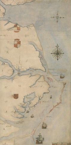 Map of Raleigh's Virginia: The East Coast of North America from Cape Lookout to Chesapeake Bay, after original by John White in the British Museum [Sir Walter Raleigh's Virginia, No. 111 A]