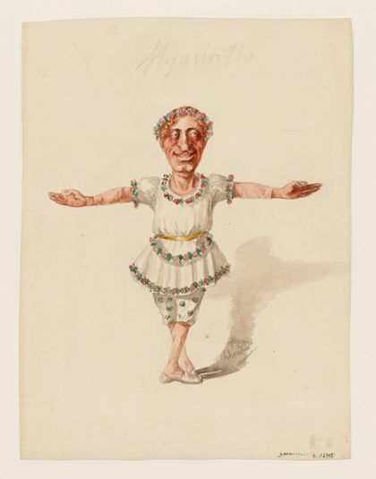 Portrait charge de Hyacinthe (1814-1867) dans le rôle d'un danseur au Théâtre du Palais-Royal.