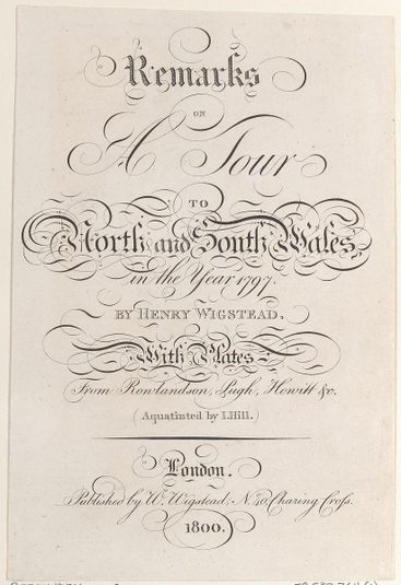 Title page, from "Remarks on a Tour to North and South Wales, in the year 1797"