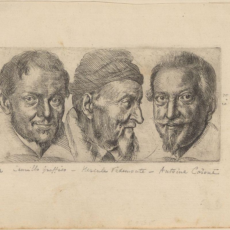 Three portraits possibly representing Camillo Graffico, Ercole Pedemonte and Antonio Carone