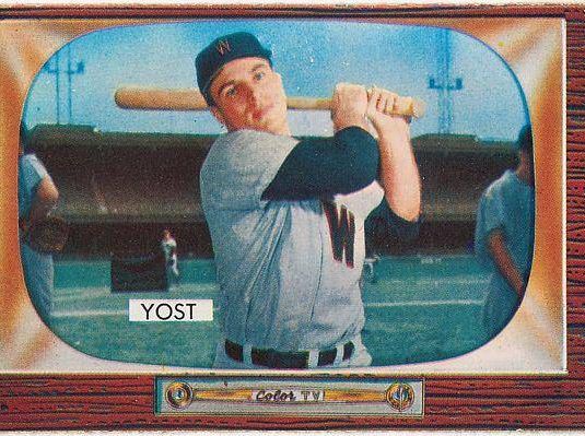 Eddie Yost, 3rd Base, Washington Senators, from Color TV Set series, series 10 (R406-10) issued by Bowman Gum