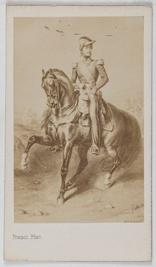 Portrait de Ferdinand-Philippe duc d'Orléans (1810-1842), fils aîné de Louis-Philippe et lieutenant général, sur son cheval.