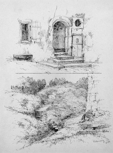 Sheet of Two Sketches of Rothenburg, Germany