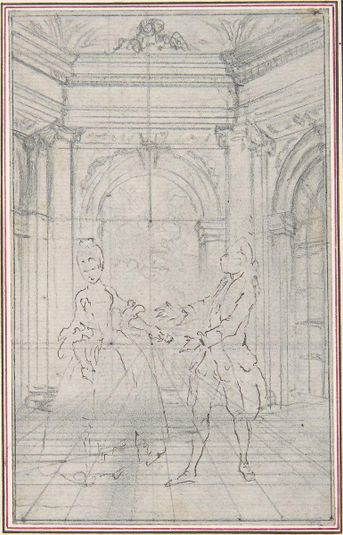 Design for a Scene in de Laujon's "L'Amoureux de quinze ans, ou la Double-Fête..."