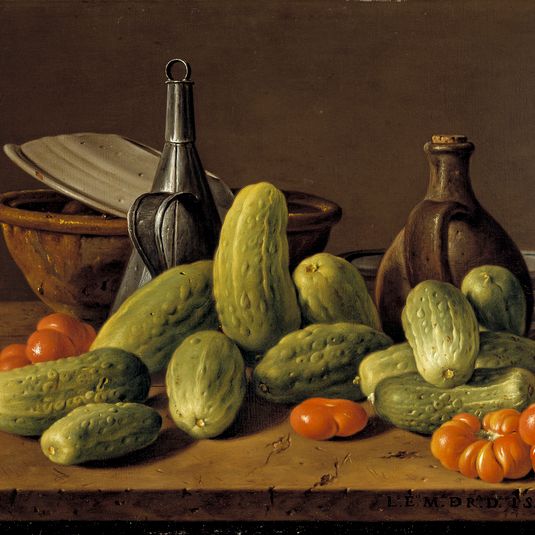 Still Life with Cucumbers Tomatoes and Vessels