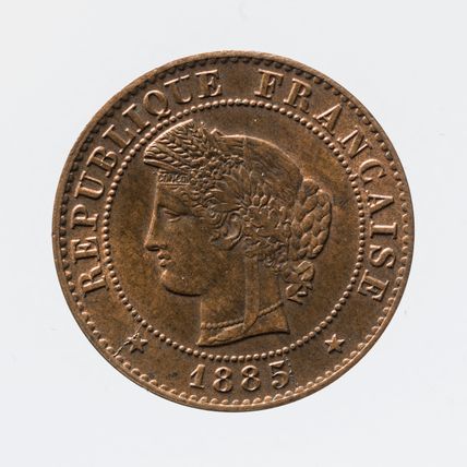 Pièce de 1 centime en bronze de la IIIe République, 1885
