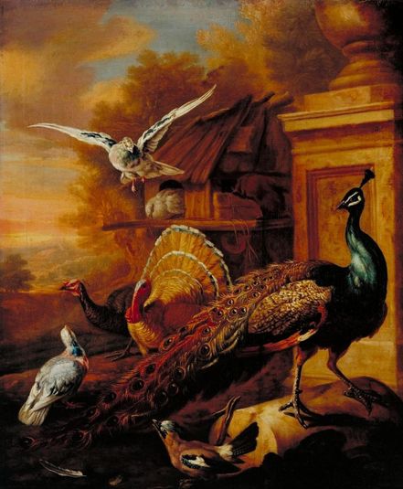 A Peacock and Other Birds in a Landscape