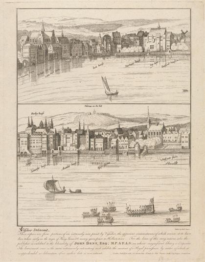 Prospect of London from Whitehall to Whitefriars Stairs taken during the reign of James I