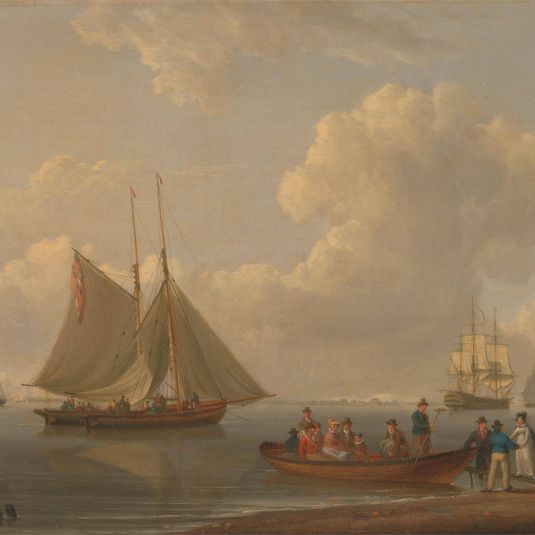 A Wherry Taking Passengers out to Two Anchored Packets