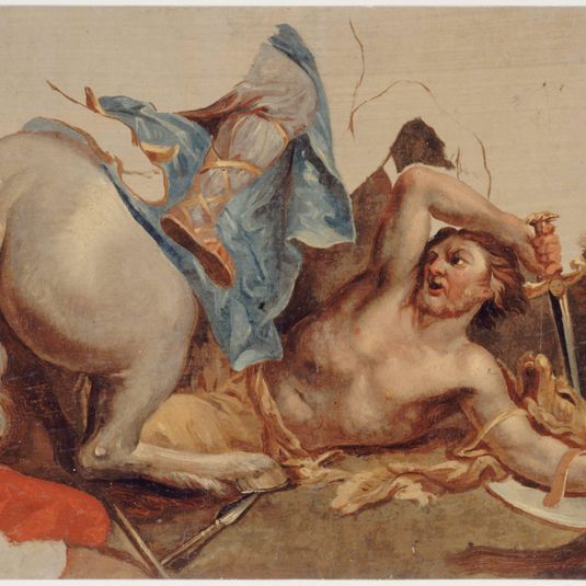 Étude de cheval et de cavalier tombé, d'après Le Brun
