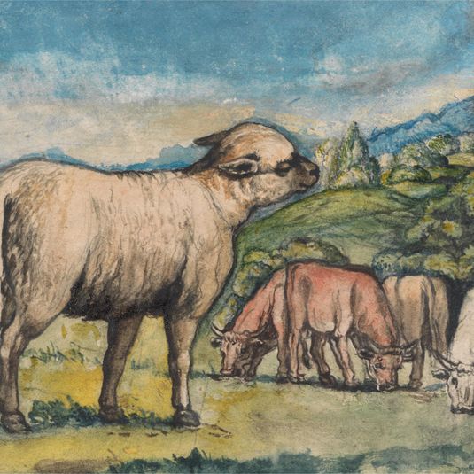 Lamb and Oxen in a Pastoral Landscape