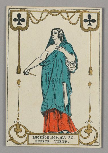 Lucrecia (Modesty and Virtue), Playing Card from Set of "Cartes héroïques" or "Des grands hommes"