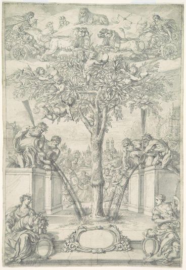 An Allegory of the Union of the House of Orange and the Wittelsbach Family (Design for a Title Page of a Thesis)