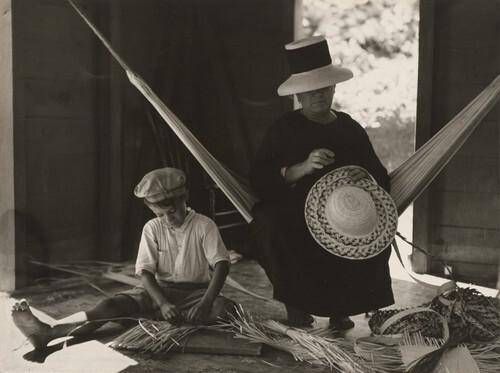 Woman and Boy Making Straw Hats, St. Thomas, Virgin Islands