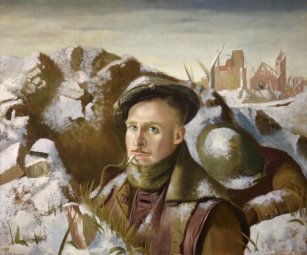 Robert Henderson Blyth, 1919 - 1970. (Self-portrait as soldier in trenches)