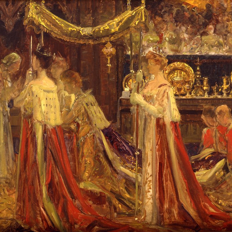 Queen Alexandra is anointed during the coronation in Westminster Abbey in 1902