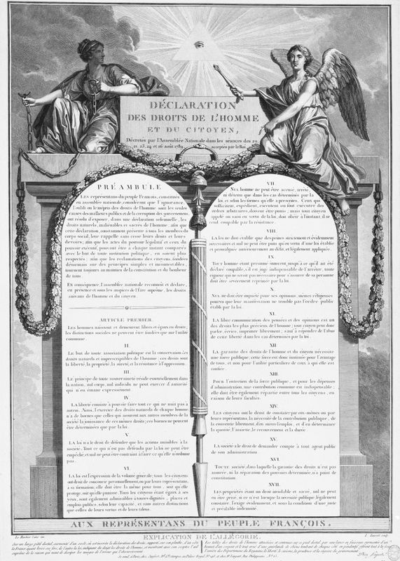Déclaration des Droits de l''Homme et du Citoyen, décrétés par l''Assemblée Nationale dans les séances du 20, 21, 23 , 24 et 26 août 1789.