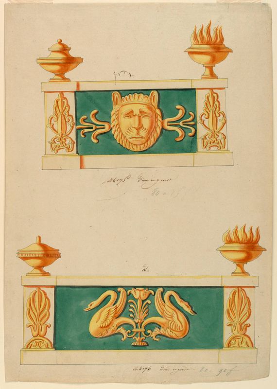 Design for two andirons
