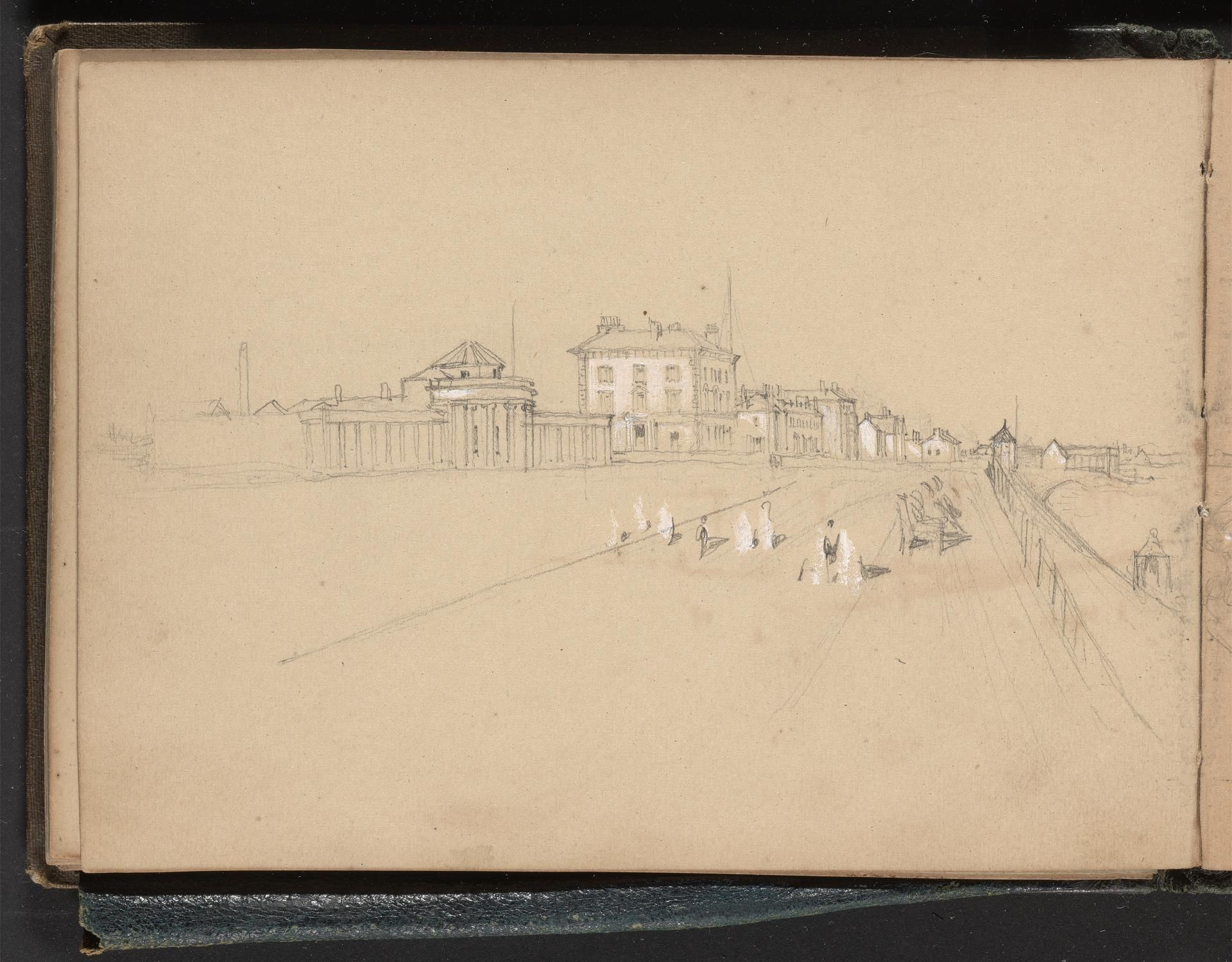 Sketch of a Seaside Town with Promenade
