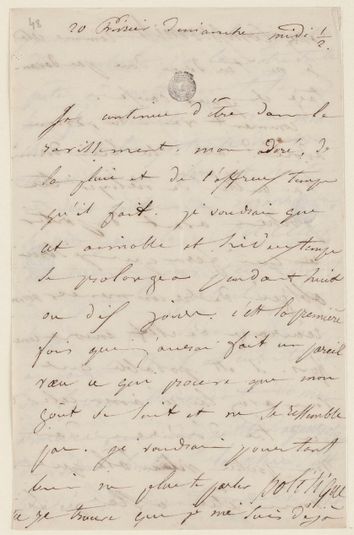 Juliette Drouet à Victor Hugo, 20 février dimanche midi 1/2 1848