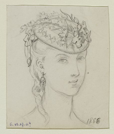 Tête féminine avec coiffe fleurie, Fonds d’archives graphiques de Maurice Leloir