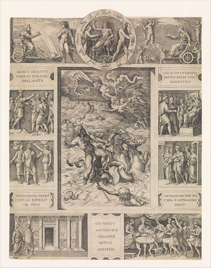 Neptune calming the tempest which Aeolus raised against Aeneas' fleet from Book I of the Aeneid