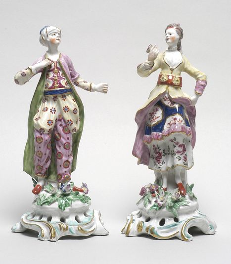 Pair of Figures of a Man and Woman dressed as Turks, c.1765