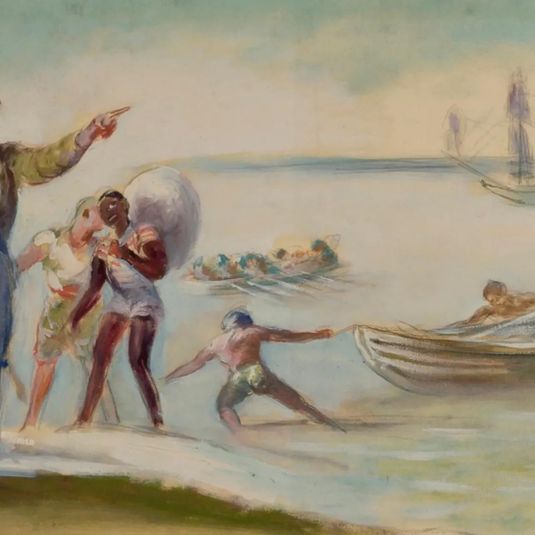First Landing at Weymouth (Study for Post Office Mural, Weymouth Branch, Boston, MA)