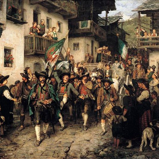 Heimkehrender Tiroler Landsturm im Kriege von 1809