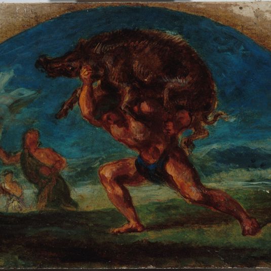 Esquisse pour le salon de la Paix de l'Hôtel de Ville de Paris : Hercule et le Sanglier d'Erymanthe, d'après Delacroix