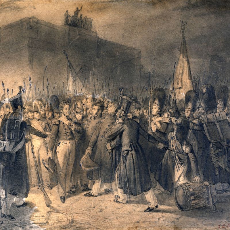 Louis-Philippe 1er au milieu de la Garde nationale, place du Carrousel, le 5 juin 1832.