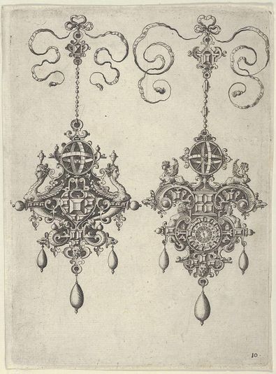 Two Pendant Designs with Sun-Dials on Top