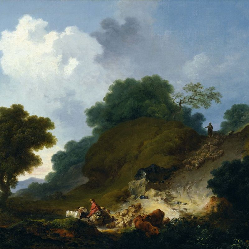 Landscape With Shepherds And Flock Of Sheep