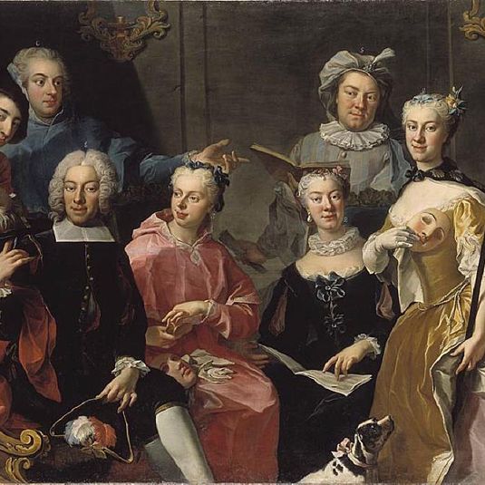 Sackska family painting, 7 people