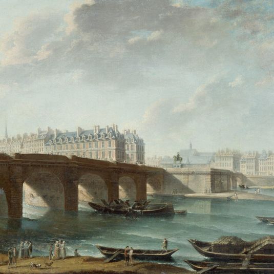 La Pompe de la Samaritaine, le Pont-Neuf et l'île de la Cité, le quai de Conti, vus du quai du Louvre